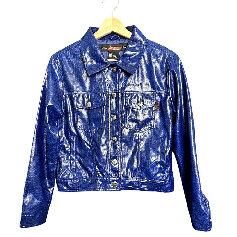 Y2K Blue Jacket - Johnny Blaze Flame women